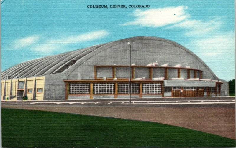 Coliseum Denver Colorado CO Linen Postcard UNP Unused VTG Vintage 