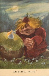 Postcard 1940s Troll Fantasy Fairy Flirt Artist impression TP24-677