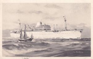 AK Passenger Ship Laos Rare Postcard