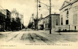 NJ - Camden. Broadway looking north from Line Street, circa 1900