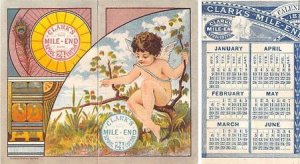 Calander 1881 Trade Card, Tradecard  approx size inches = 3.25 x 4 