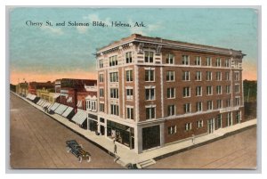 Helena Ark. Arkansas Cherry St. And Solomon Bldg. Postcard c1913 Postmark