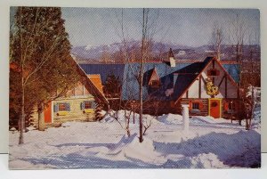 Wilmington NY Two of Santa's Workshops, Snow Scene Adirondack Mtns Postcard A19