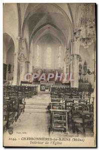 Old Postcard Charbonnieres Les Bains Interior of The Church