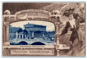 1905 Merry Christmas National Gallery Friedrichs Bridge Berlin Germany Postcard