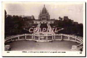 Old Postcard From Paris Sacre Coeur Basilica and Square Saint Peter