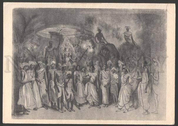 107635 INDIA Madras Procession on ELEPHANT Old Russian PC