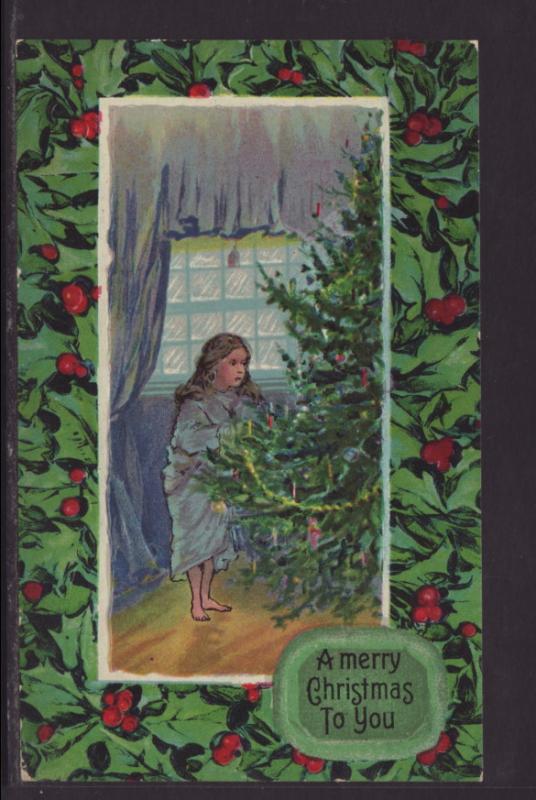 A Merry Christmas to You,Girl,Tree Postcard