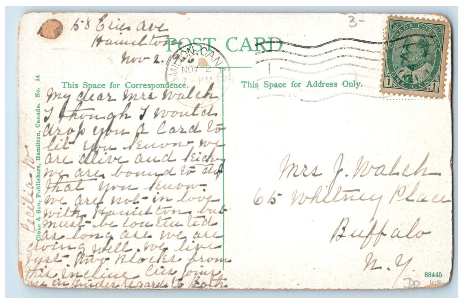 1906 Incline Railway East End Hamilton Ontario Canada Antique Posted