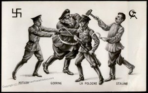 French 1939 3rd Reich Germany Anti-Hitler  RPPC Art Propaganda Card 96568
