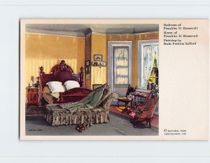 Postcard Bedroom of Roosevelt, Home of Franklin D. Roosevelt By R. Safford, NY