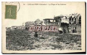 Old Postcard Luke on the beach and sea cabins