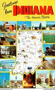 Map Of Indiana With Greetings From The Hoosier State