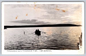 Boating On Greenwater Lake Provincial Park, Saskatchewan, 1953 RPPC Postcard