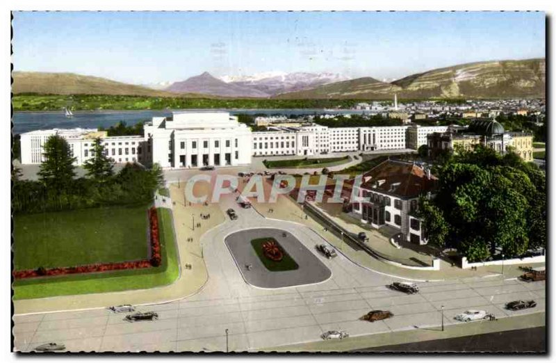Geneva Switzerland Modern Postcard The Palace of Nations City View and Mont B...