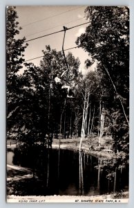Vtg RPPC Mt Sunapee State Park NH Riding Chair Lift Scenic Postcard