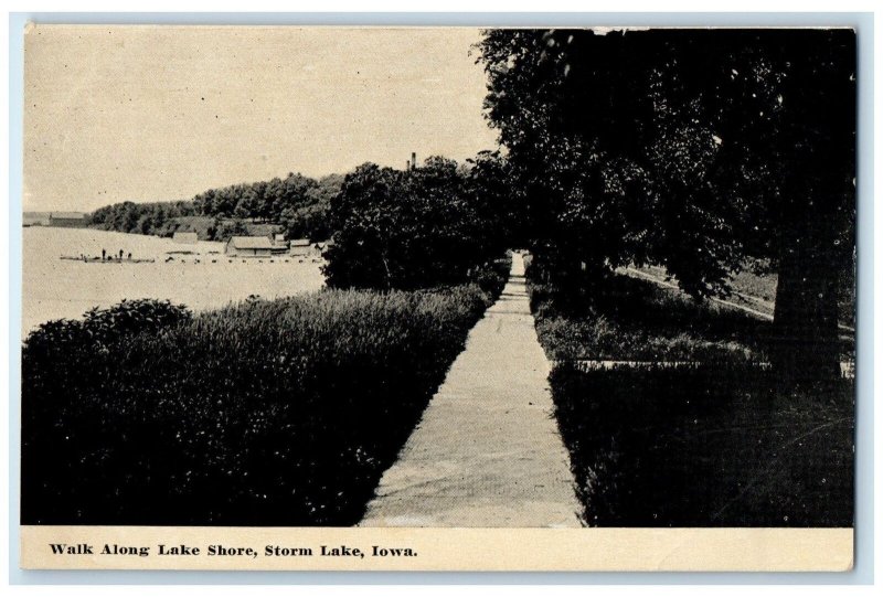 c1910's Walk Alone Lake Shore Trees Scene Storm Lake Iowa IA Unposted Postcard