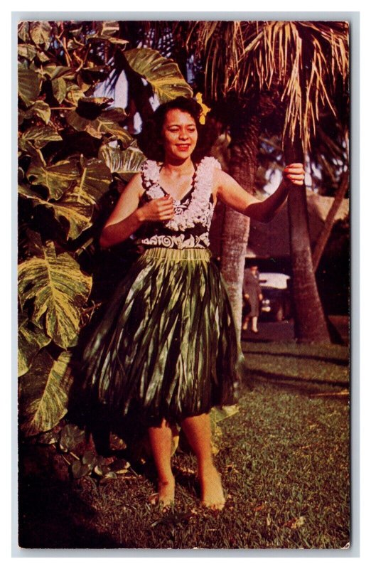 Hawiian Hula Girl Hawaii HI UNP Chrome Postcard S8