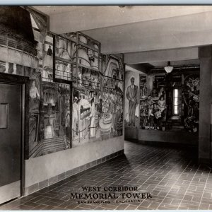 c1940s San Francisco CA RPPC Memorial Tower Mural Industrial Art West Photo A165