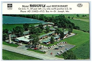 1961 Aerial View Motel Shangri-La And Restaurant St. Joseph Missouri MO Postcard