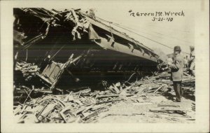 Gladbrook IA (Written on Back) Green Mtn Train Wreck 1910 Real Photo Postcard