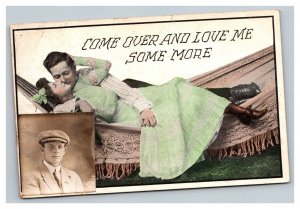 Vintage 1912 Romantic Comic Postcard & RPPC Photo Glued to it COOL