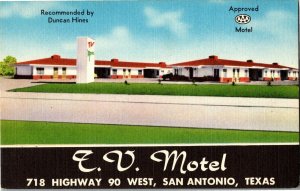 TV Motel, Hwy 90 San Antonio TX Vintage Postcard C59