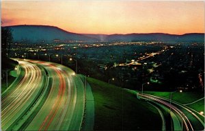 Twilight Scene Interstate Highway Chattanooga Tennessee Tn Lookout Postcard 