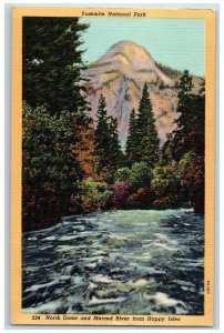 c1940's Yosemite National Park California CA North Dome & Merced River Postcard