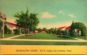 Vtg Linen Postcard San Antonio Texas TX Bungalow Court 815 East Ashby Unused