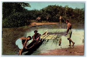 c1910 Boat with Support Fiji Canoe Antique Unposted Art Series Postcard