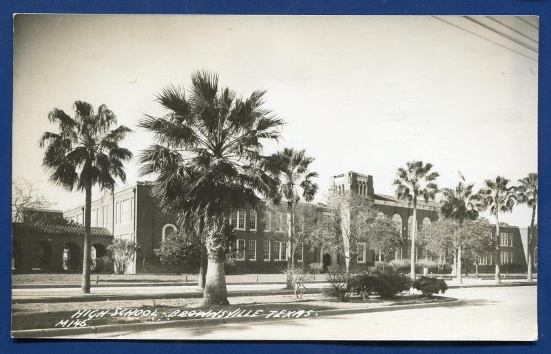 Brownsville Texas tx High School real photo postcard RPPC