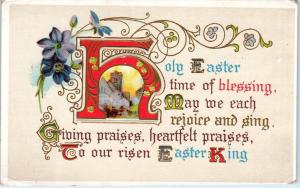 ARTS & CRAFTS Style EASTER Greeting Time of Blessing  Embossed c1910s Postcard