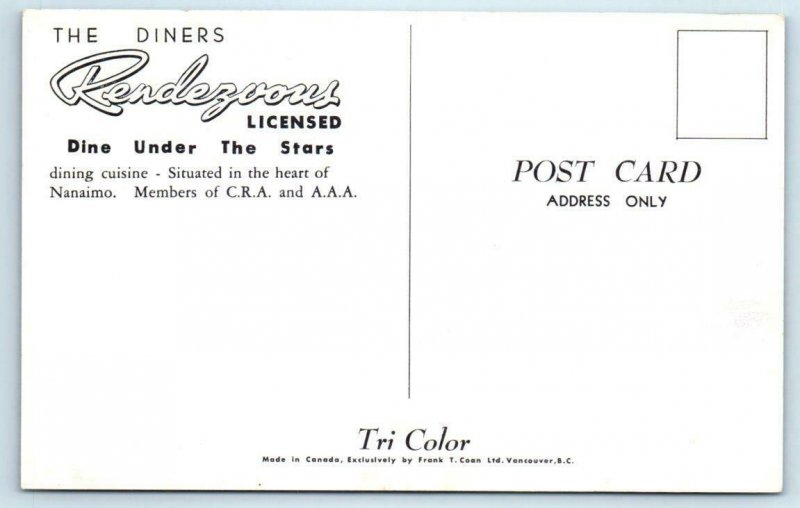 NANAIMO, B.C. Canada ~ Roadside DINERS RENDEZVOUS Interior Romantic  Postcard