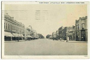 092513 Little Falls MN Minnesota First Street  Vintage Postcard 