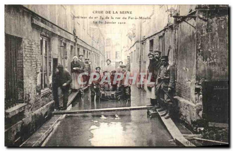 Old Postcard The Crue De La Seine Interior of the Iron Mill Street has