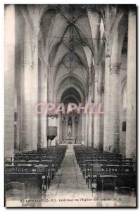 Old Postcard Airvault Interior of I Church XII century