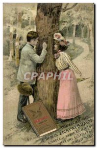 Fantasy - Couple - Felevre 14 - carving love into tree trunk Old Postcard (Hu...