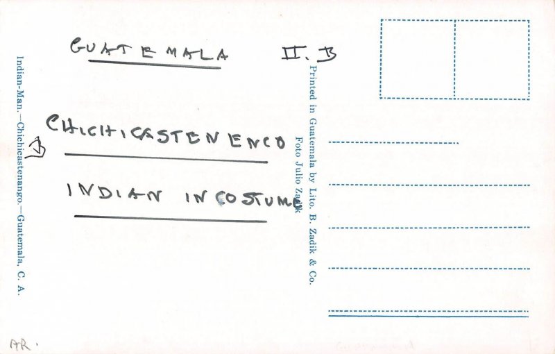 Guatemala Native Indian Man Chichicastenango postcard B908