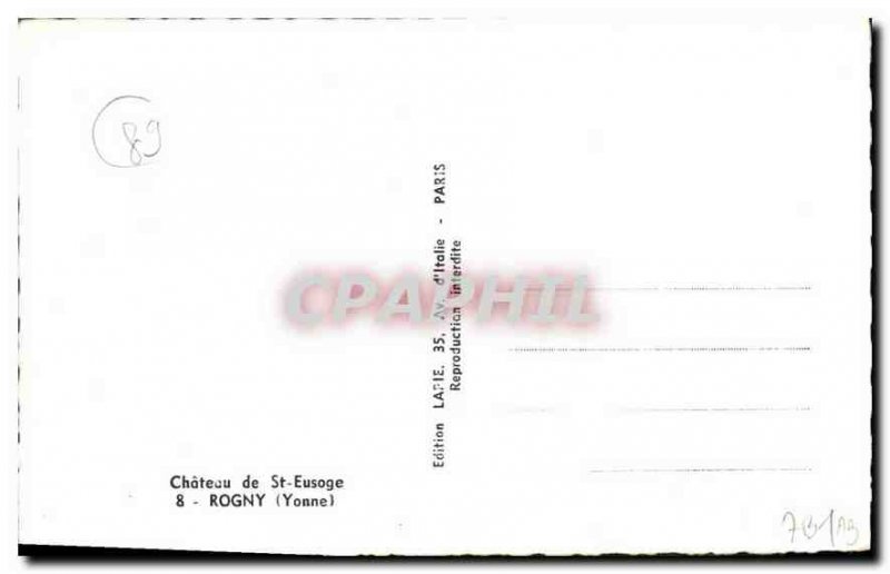 Postcard Old Chateau St Eusage Rogny (Yonne)