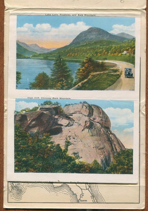 Chimney Rock Section Western North Carolina nc Lake Lure postcard folder #2