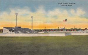 Ohio Postcard Linen DAYTON High School Stadium Football