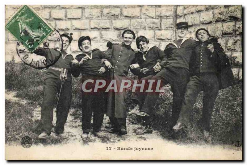 Postcard Old Sailors Boat merry band