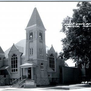 c1950s Hampton, IA RPPC First Congregational Church Real Photo Postcard A104