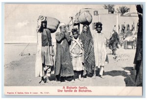 c1940's Holding Baskets A Bisharin Family Egypt Vintage Unposted Postcard