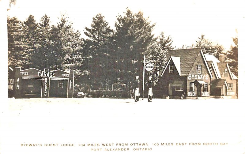 Port Alexander Ontario Byeways Beach Cabins Imperial Gas Station, RPPC