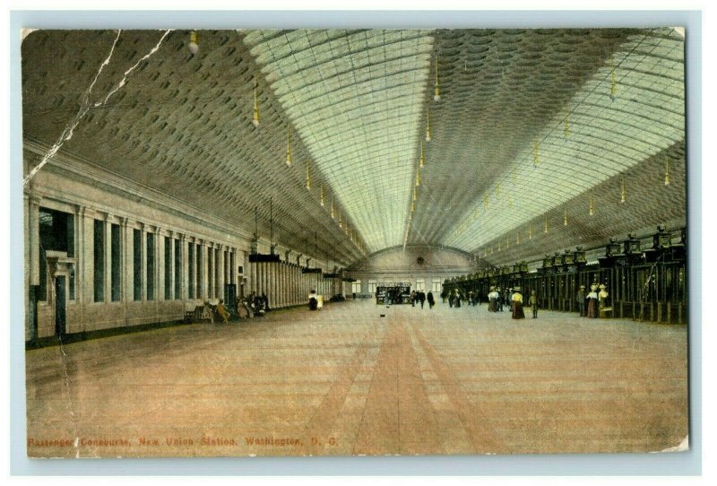 Circa 1910 Passenger Concourse, New Union Station, Washington, D.C. Vintage  P14