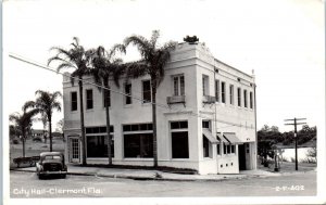 1940s City Hall Clermont Florida Old Car Real Photo Postcard 2-F-402