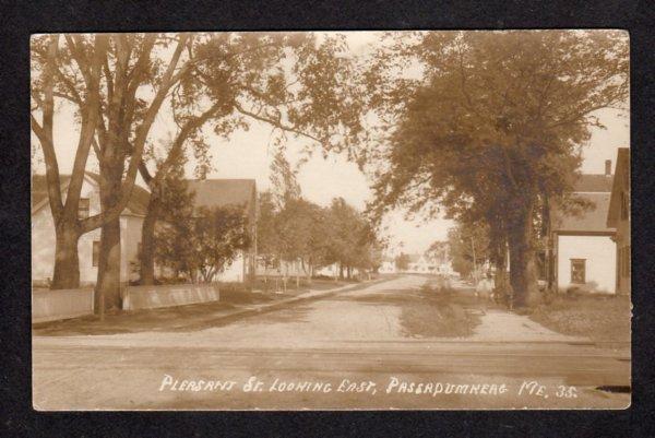 ME Vintage  Pleasant St Passadumkeag MAINE Postcard RPPC Real Photo 1910 PC