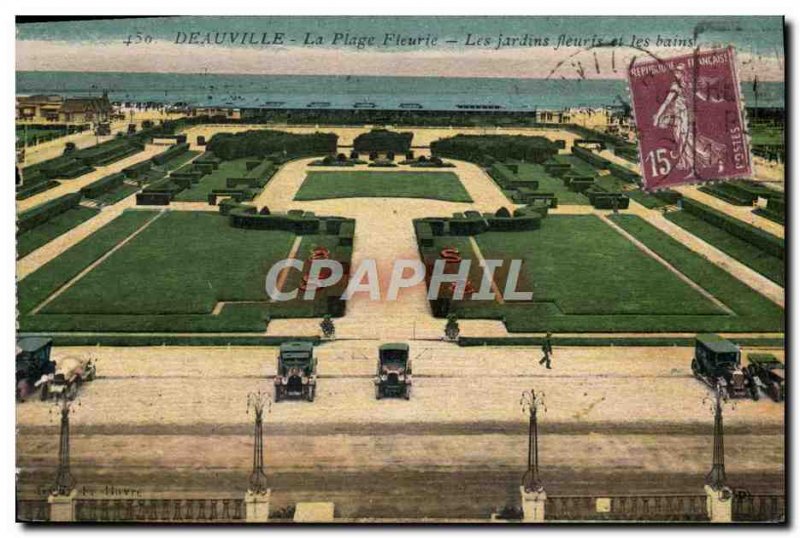 Old Postcard Deauville La Plage Fleurie flower gardens and casino